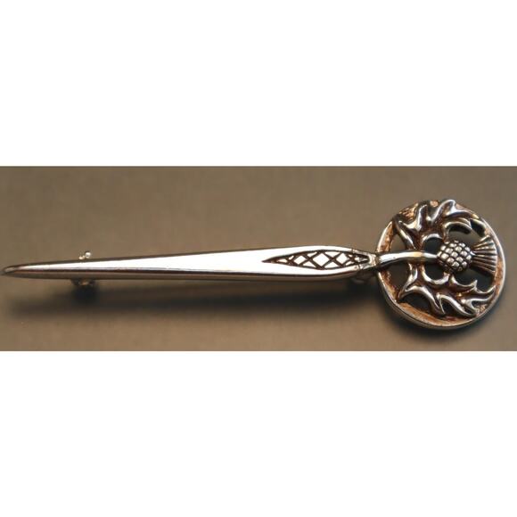 Sterling Scottish Scepter Thistle Brooch Marked JAF - Picture 2 of 4
